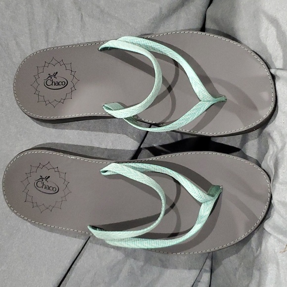 Chaco double strap sandals euc like new turquoise and grey - Picture 1 of 6